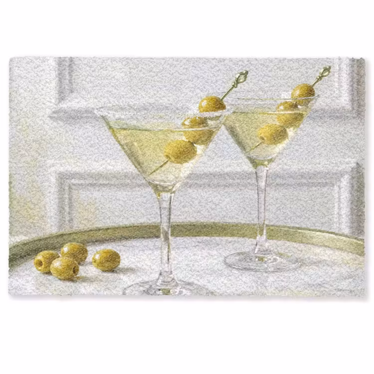 Deurmat - Drank - Martini - Olijven - Modern - Wit — 1
