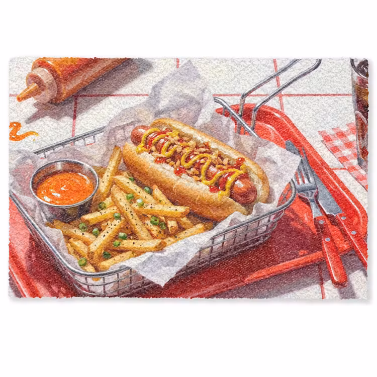 Deurmat - Eten - Hotdog - Fastfood - Modern - Rood — 1