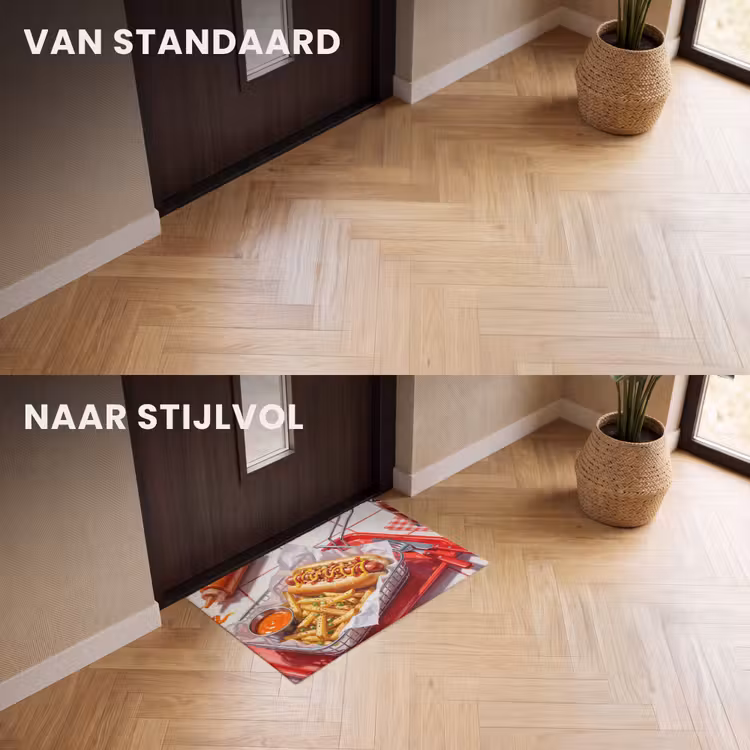 Deurmat - Eten - Hotdog - Fastfood - Modern - Rood — 3