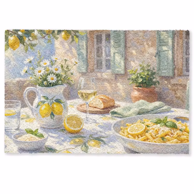 Deurmat - Eten - Terras - Zomer - Geschilderd - Geel — 1