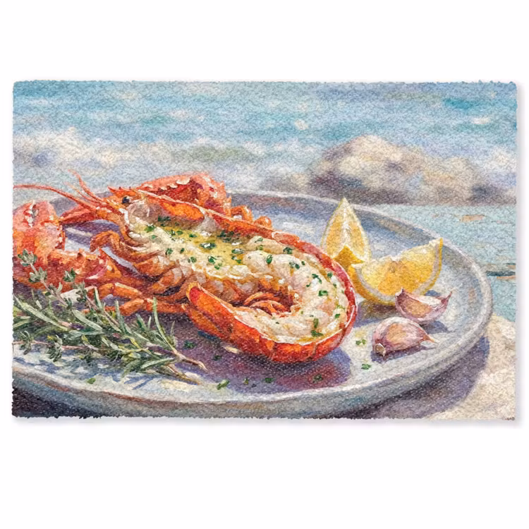 Deurmat - Eten - Zee - Kust - Modern - Blauw — 1