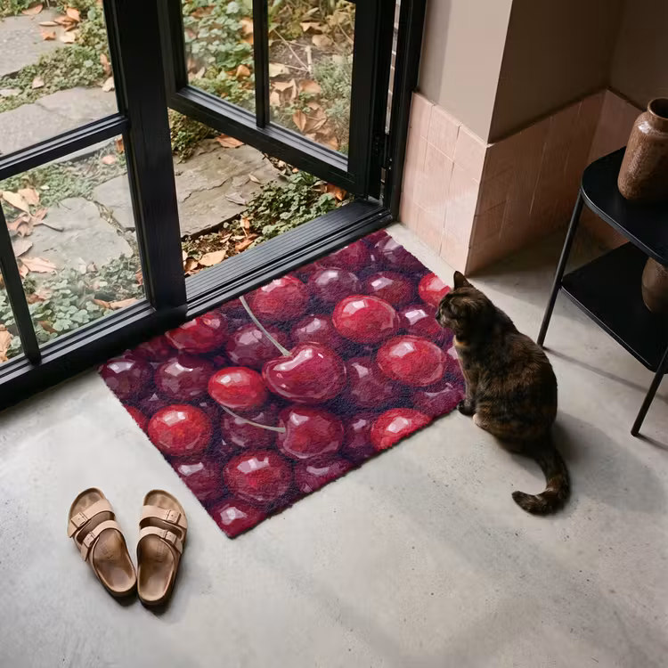 Deurmat - Fruit - Kersen - Eten - Modern - Rood — 2