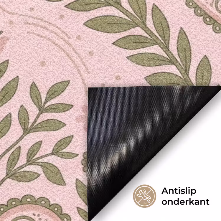 Deurmat - Patroon - Hart - Bloemen - Folkloristisch - Roze — 6