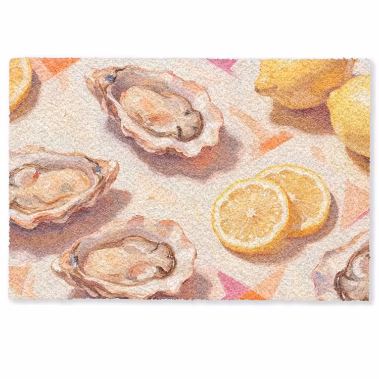 Deurmat - Stilleven - Citroenen - Oesters - Abstract - Oranje — 1