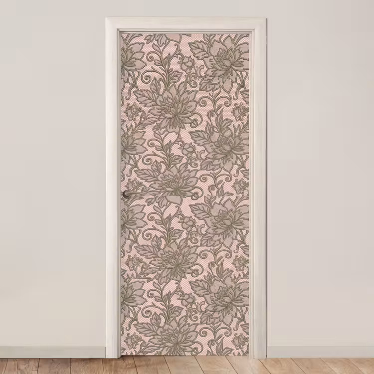 Deursticker - Bloemen - Kant - Patroon - Klassiek - Groen — 1