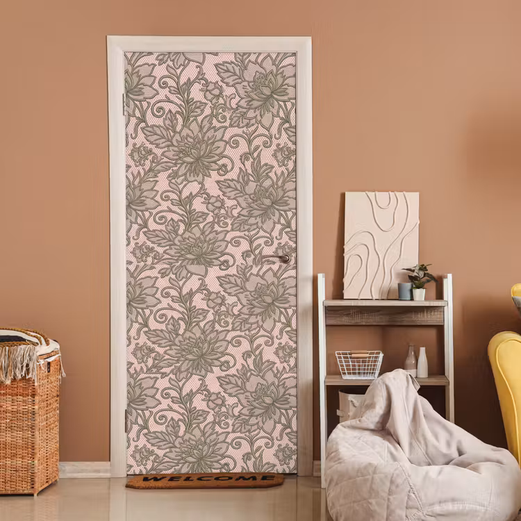 Deursticker - Bloemen - Kant - Patroon - Klassiek - Groen — 2