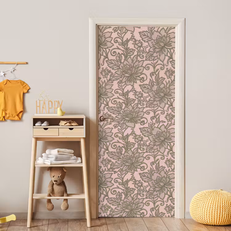 Deursticker - Bloemen - Kant - Patroon - Klassiek - Groen — 6