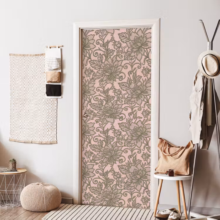 Deursticker - Bloemen - Kant - Patroon - Klassiek - Groen — 8