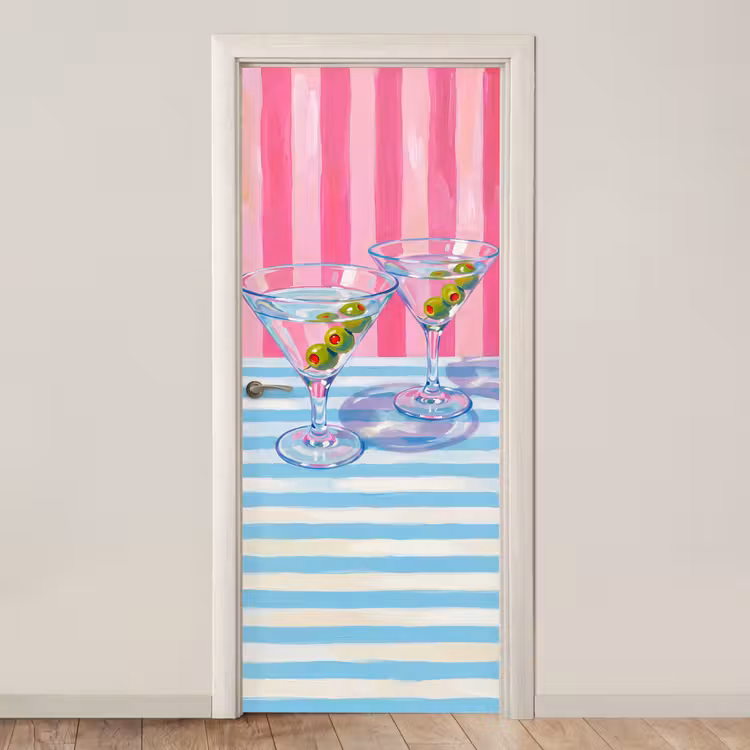 Deursticker - Cocktail - Olijven - Kunst - Modern - Roze — 1