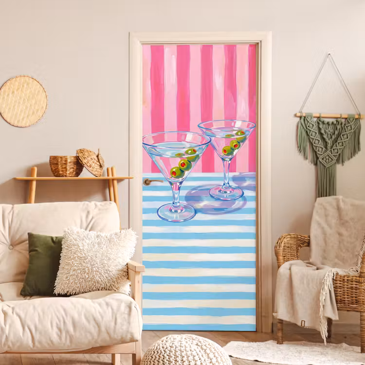 Deursticker - Cocktail - Olijven - Kunst - Modern - Roze — 4