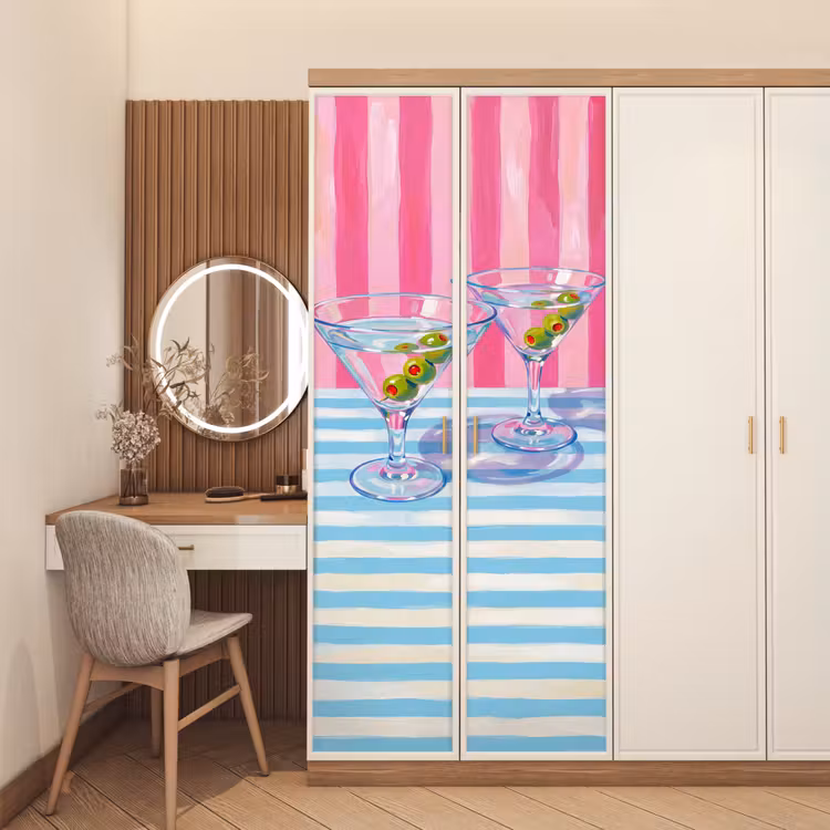 Deursticker - Cocktail - Olijven - Kunst - Modern - Roze — 5