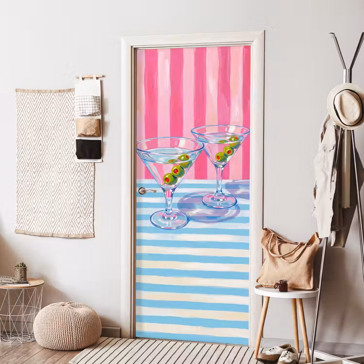 Deursticker - Cocktail - Olijven - Kunst - Modern - Roze — 8