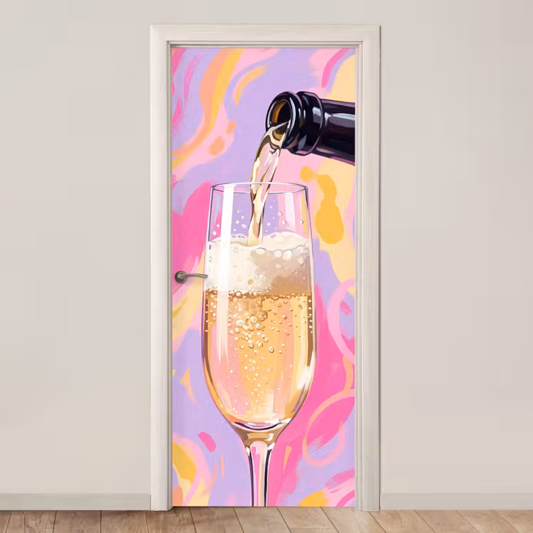 Deursticker - Drank - Inschenken - Feest - Abstract - Roze — 1