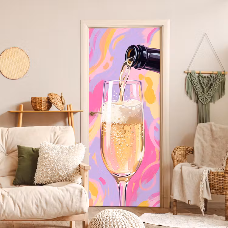Deursticker - Drank - Inschenken - Feest - Abstract - Roze — 4
