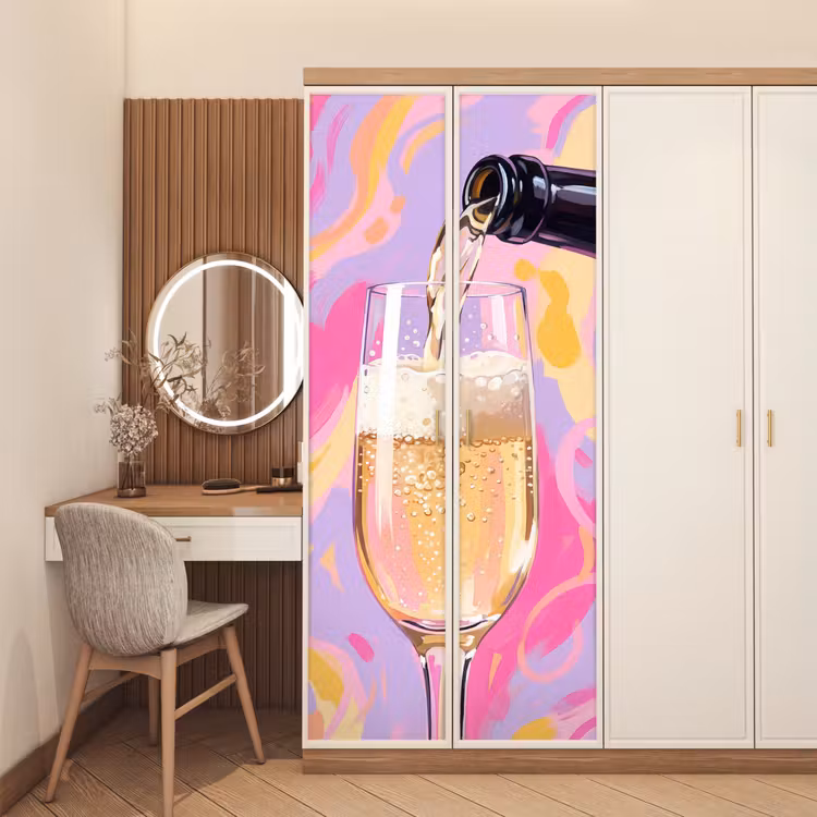 Deursticker - Drank - Inschenken - Feest - Abstract - Roze — 5