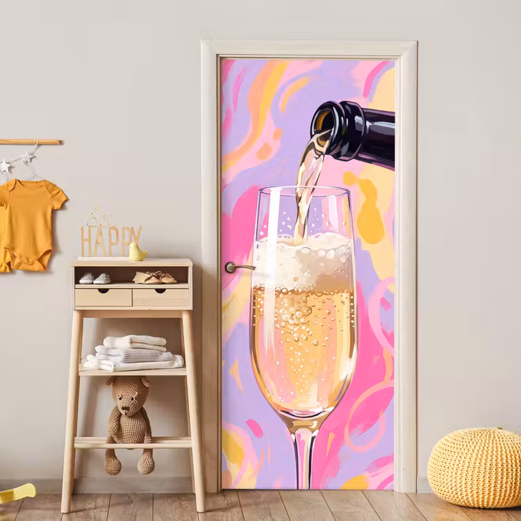 Deursticker - Drank - Inschenken - Feest - Abstract - Roze — 6