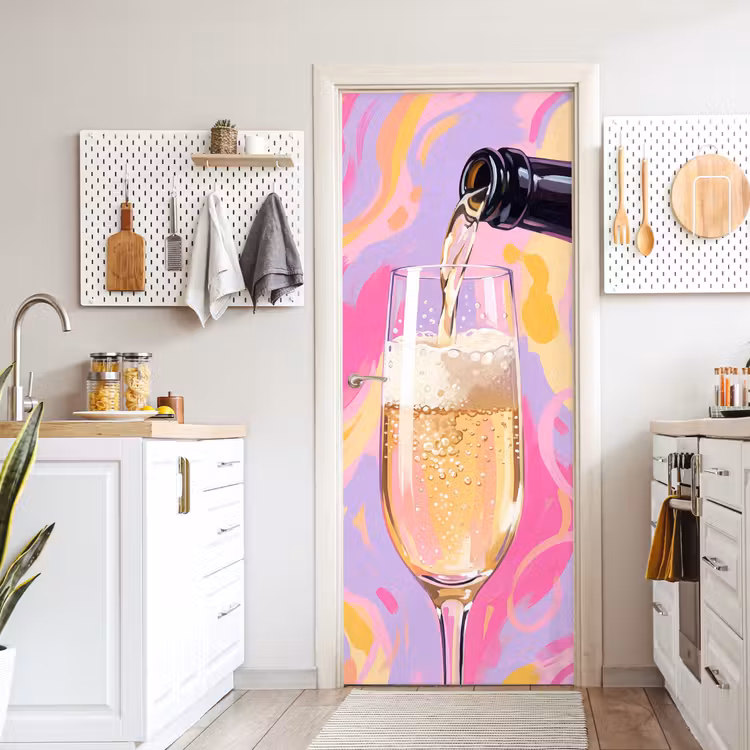 Deursticker - Drank - Inschenken - Feest - Abstract - Roze — 7