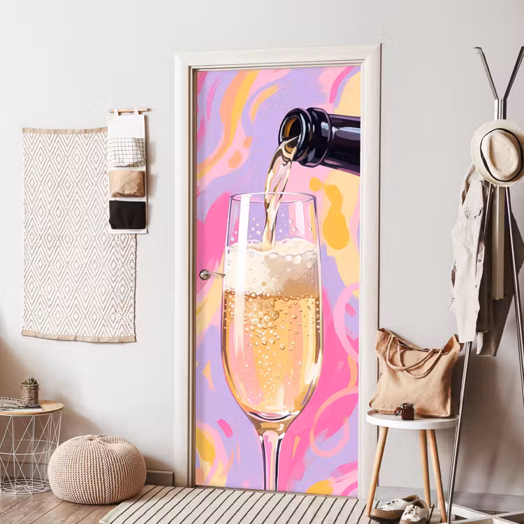 Deursticker - Drank - Inschenken - Feest - Abstract - Roze — 8