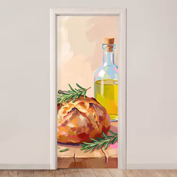 Deursticker - Eten - Brood - Olijfolie - Abstract - Keuken — 1