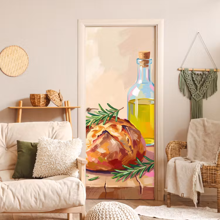 Deursticker - Eten - Brood - Olijfolie - Abstract - Keuken — 4