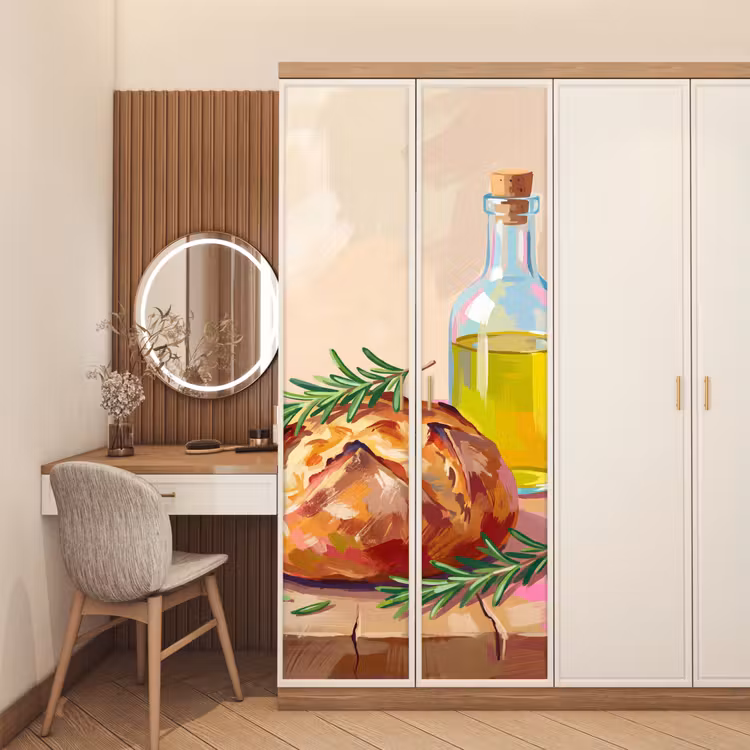 Deursticker - Eten - Brood - Olijfolie - Abstract - Keuken — 5