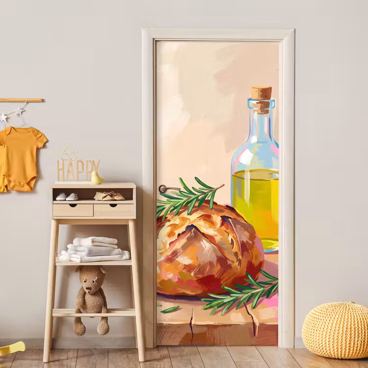 Deursticker - Eten - Brood - Olijfolie - Abstract - Keuken — 6