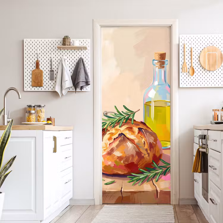 Deursticker - Eten - Brood - Olijfolie - Abstract - Keuken — 7