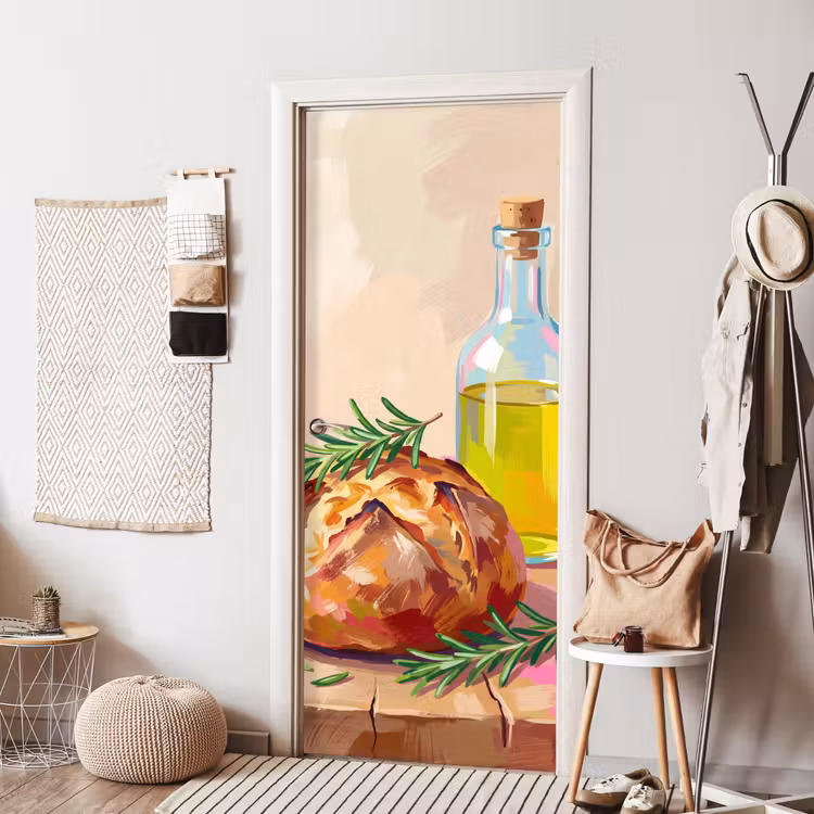 Deursticker - Eten - Brood - Olijfolie - Abstract - Keuken — 8