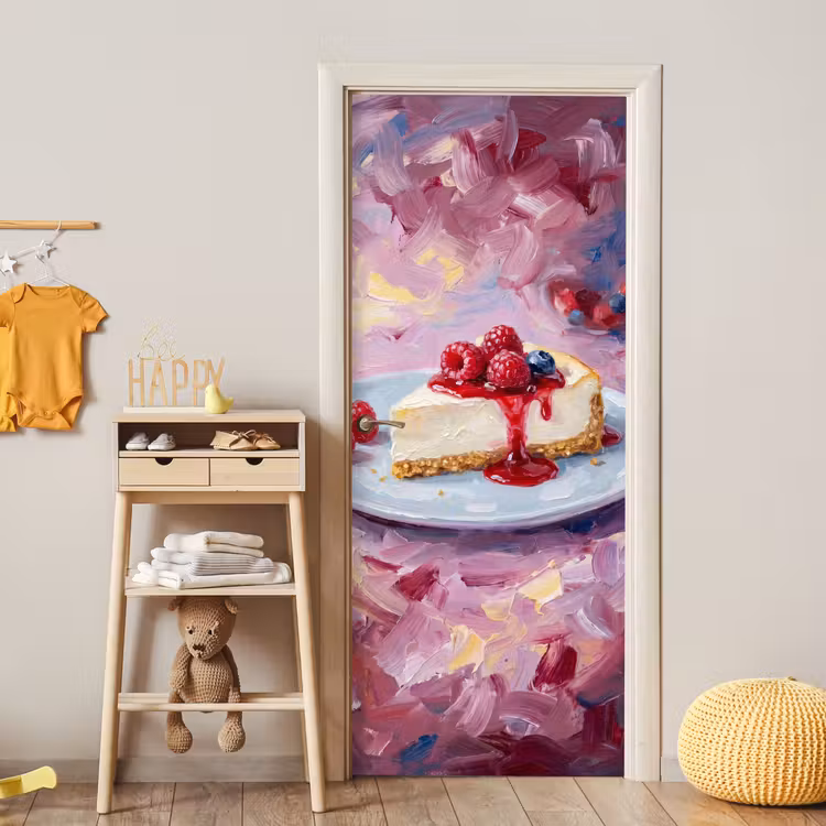 Deursticker - Eten - Cheesecake - Bessen - Abstract - Roze — 6