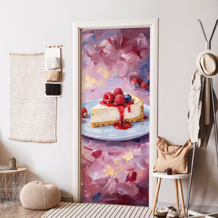 Deursticker - Eten - Cheesecake - Bessen - Abstract - Roze — 8