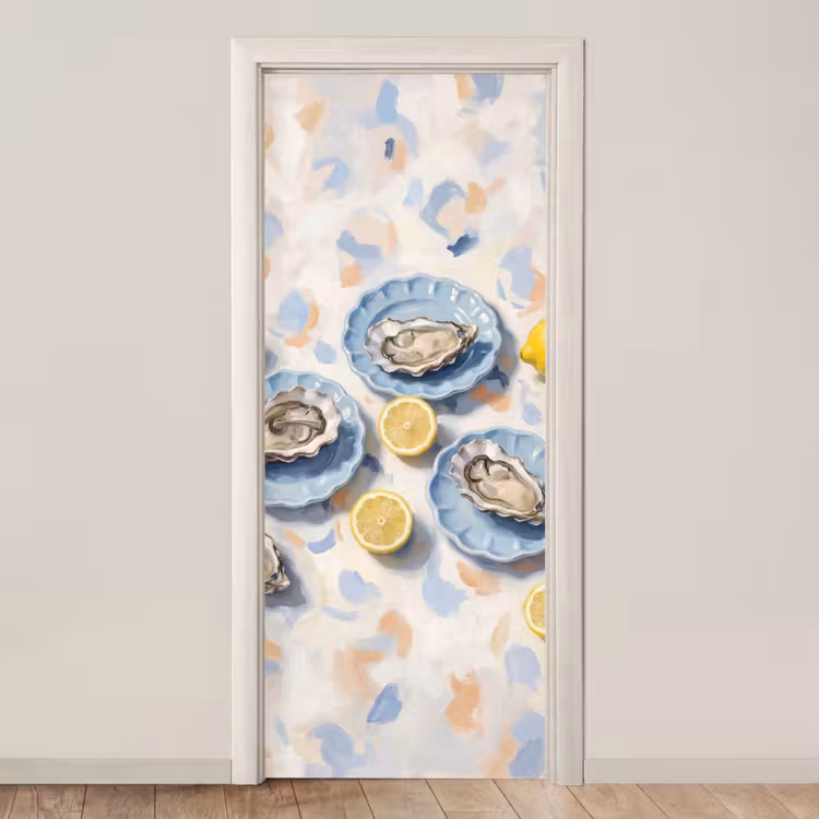 Deursticker - Eten - Oesters - Citroenen - Modern - Geel — 1