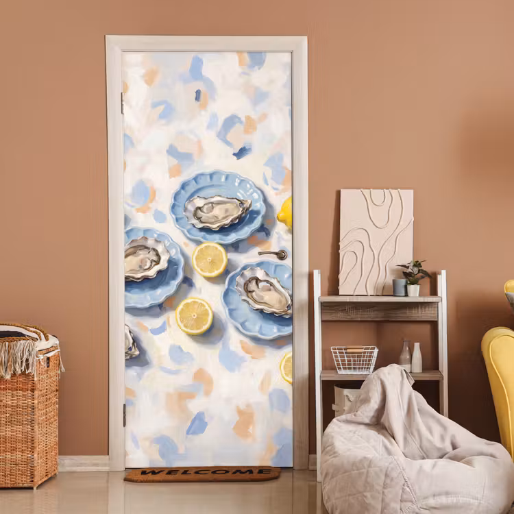 Deursticker - Eten - Oesters - Citroenen - Modern - Geel — 2