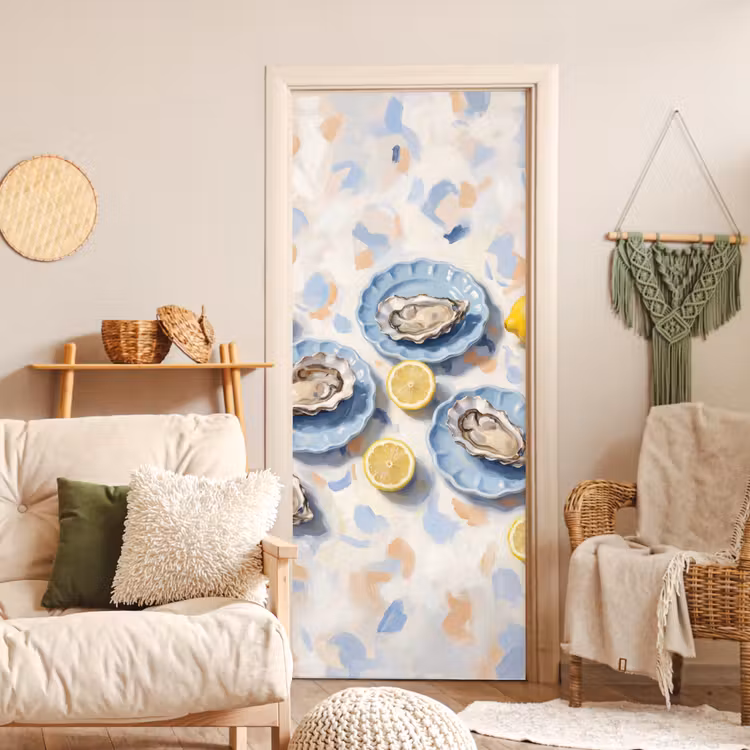 Deursticker - Eten - Oesters - Citroenen - Modern - Geel — 4