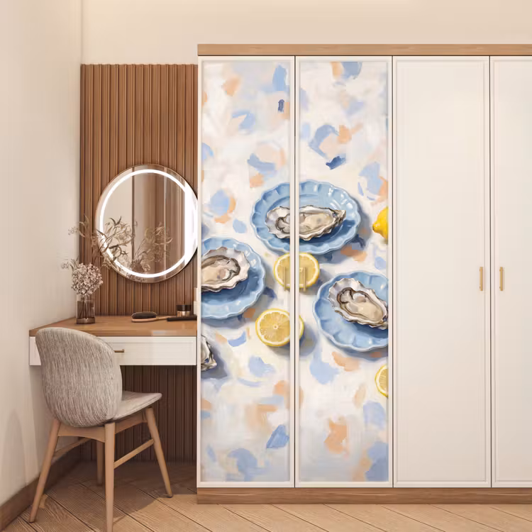 Deursticker - Eten - Oesters - Citroenen - Modern - Geel — 5