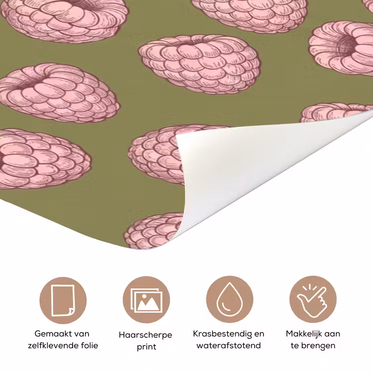 Deursticker - Eten - Patroon - Illustratie - Roze - Groen — 3