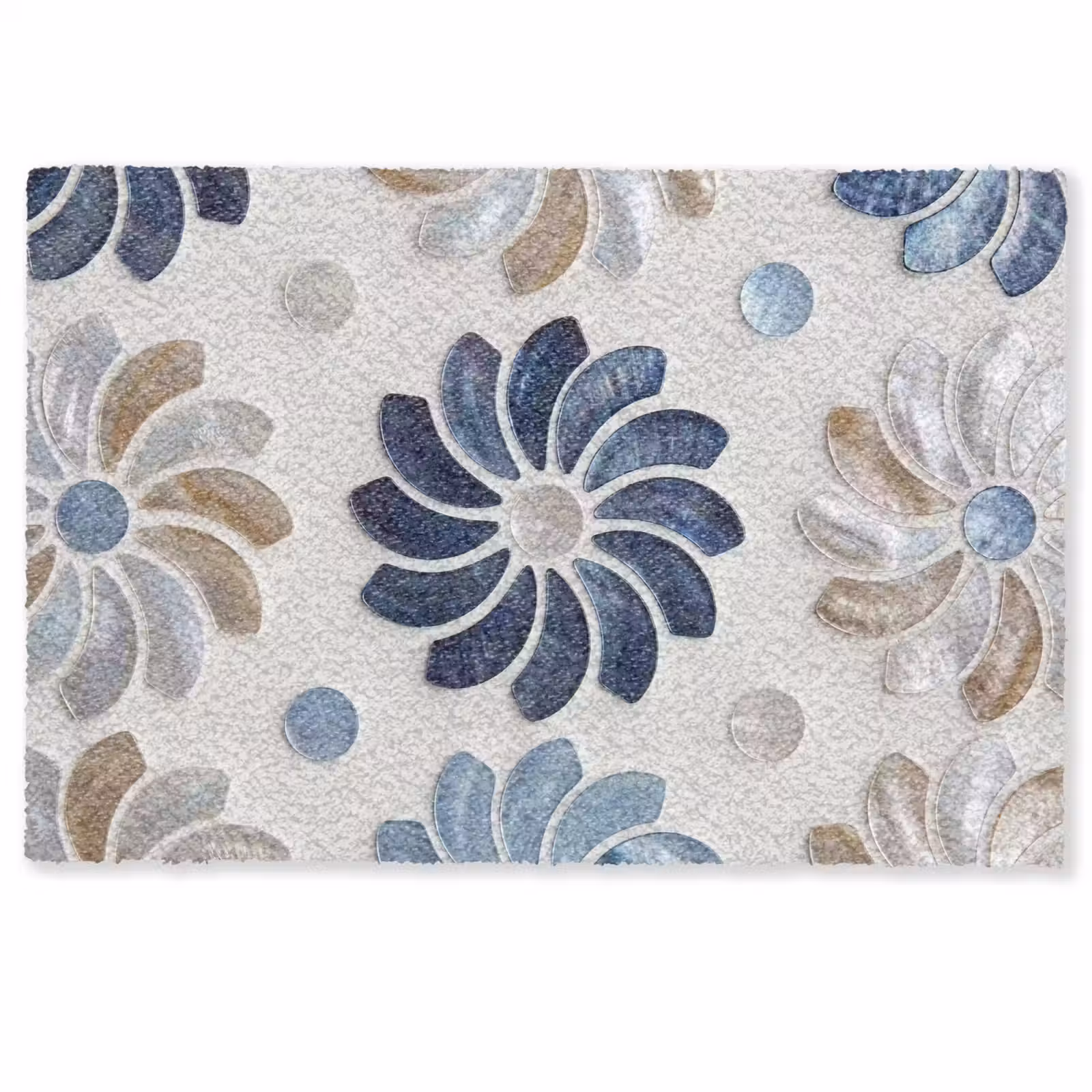 Deurmat - Bloemen - Parelmoer - Abstract - Patroon - Blauw — 1