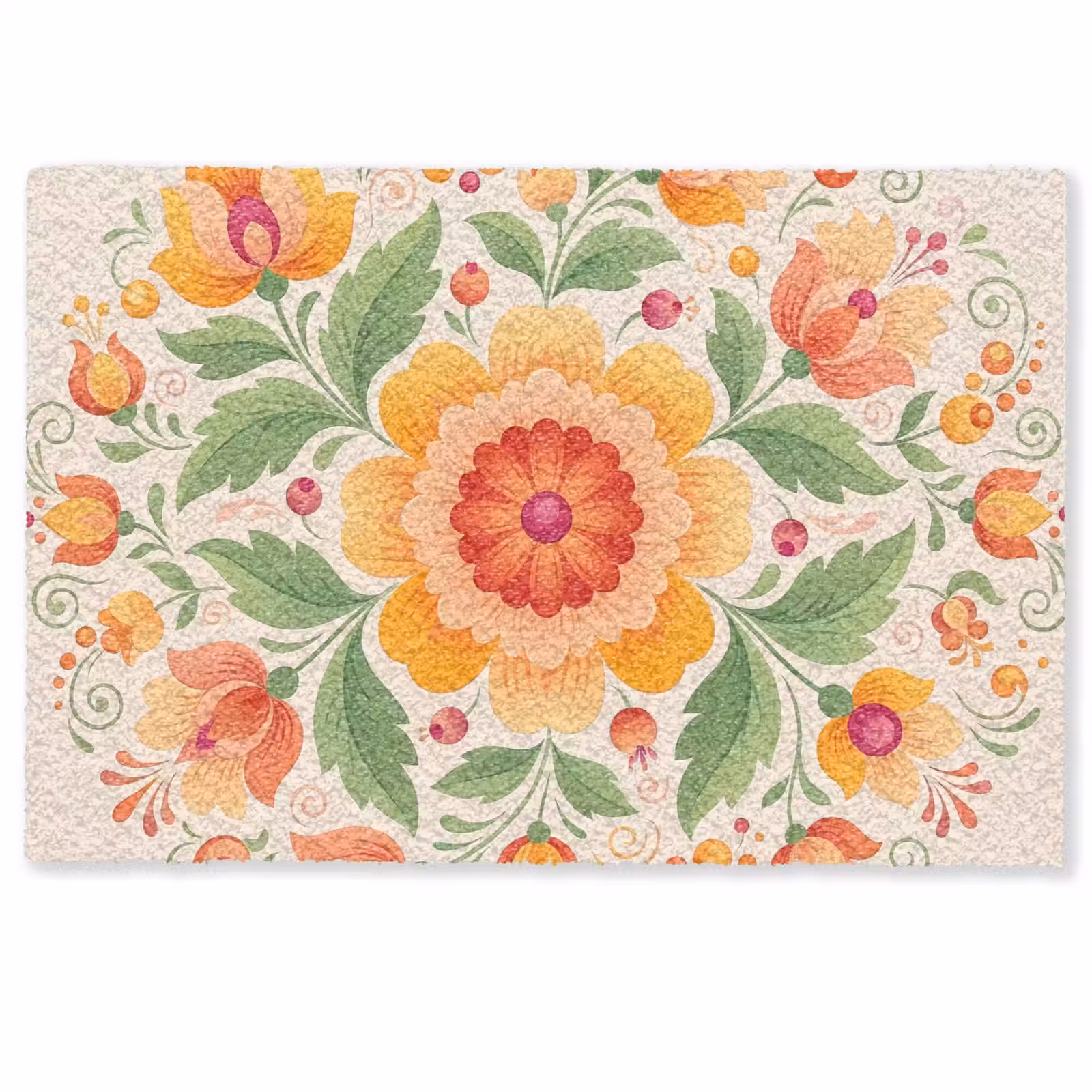 Deurmat - Bloemen - Patroon - Decoratief - Oranje — 1