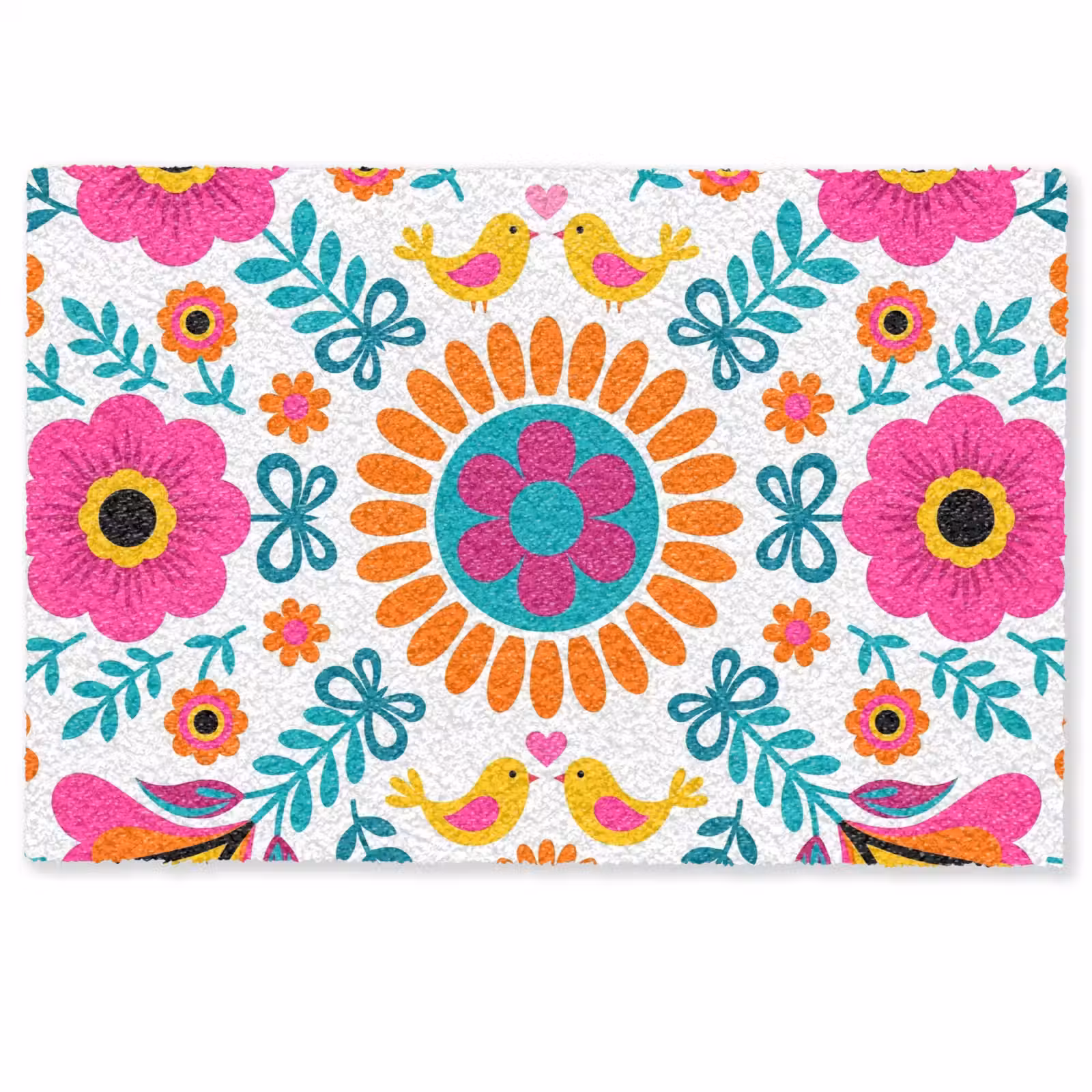 Deurmat - Bloemen - Vogel - Patroon - Kleurrijk - Modern — 1