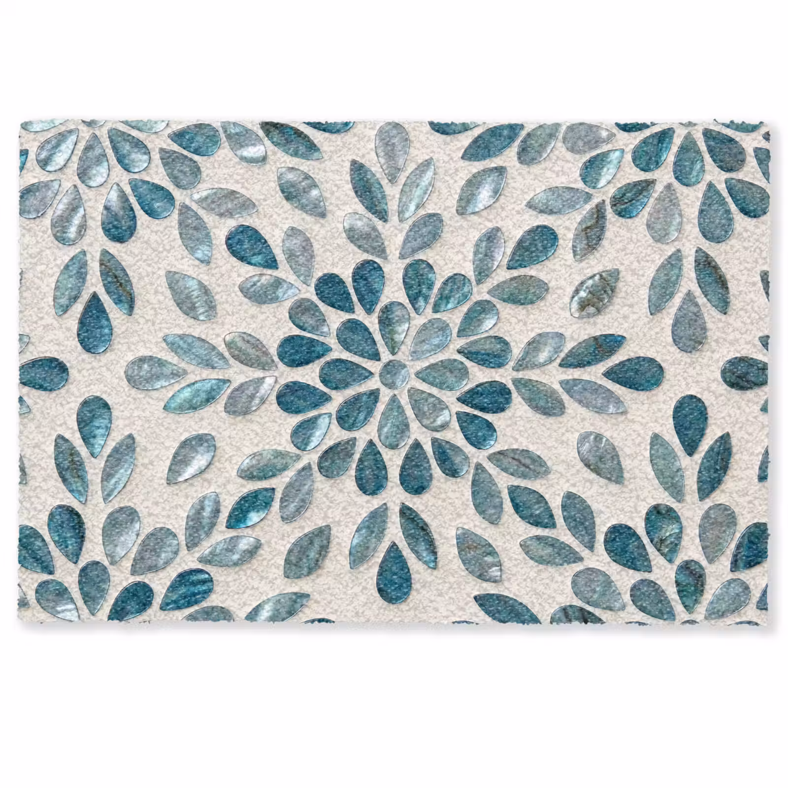 Deurmat - Patroon - Bladeren - Abstract - Modern - Turquoise — 1