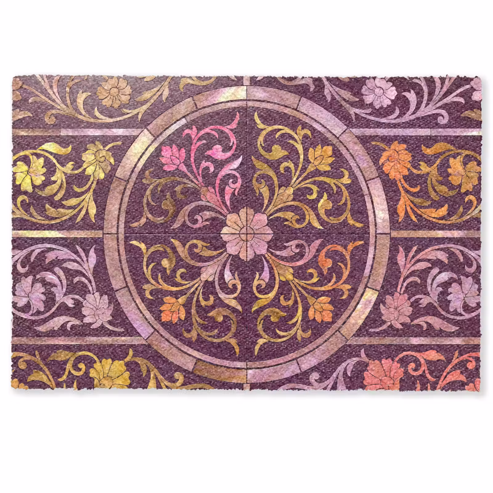 Deurmat - Patroon - Floraal - Oosters - Paars - Goud — 1