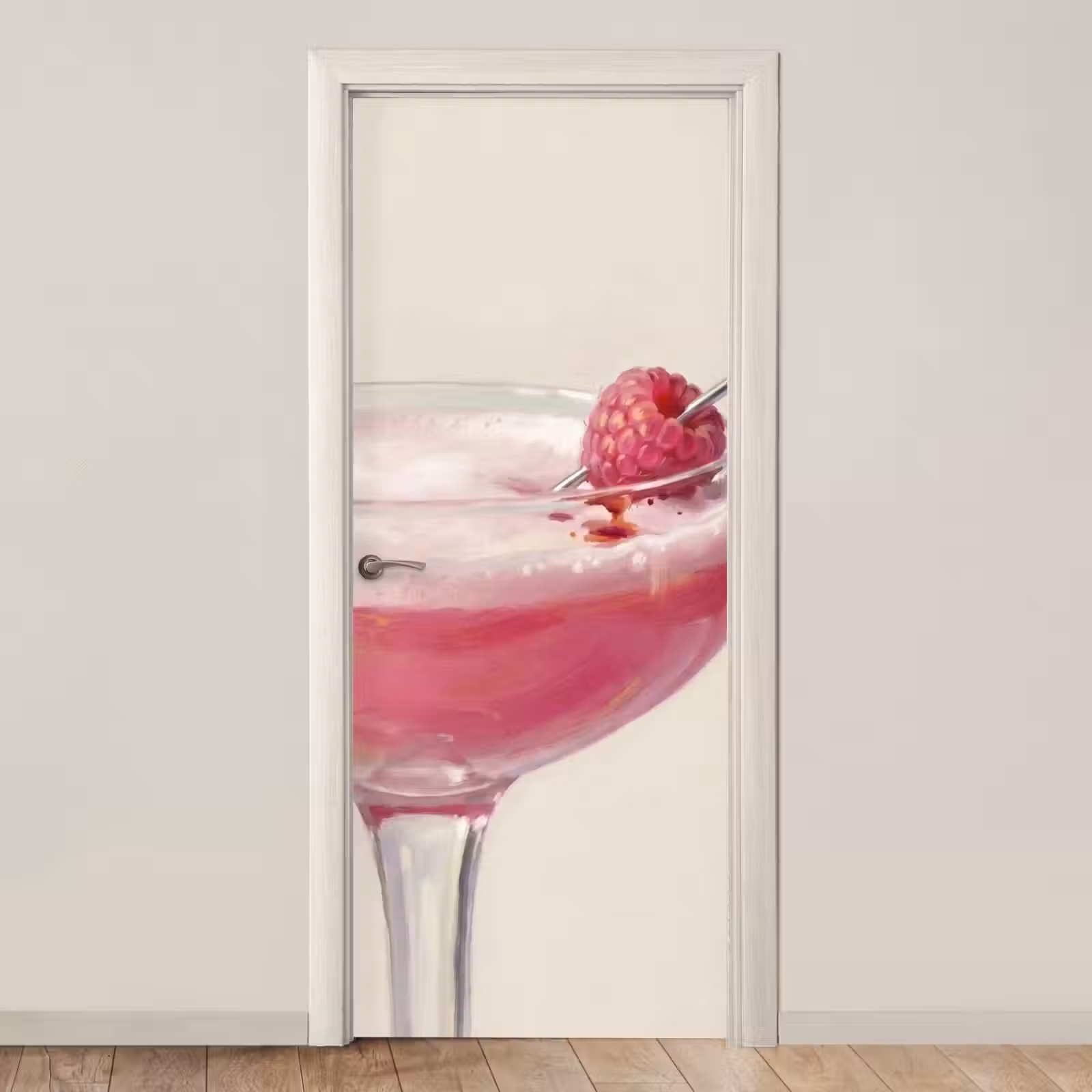 Deursticker - Cocktail - Framboos - Drank - Modern - Roze — 1