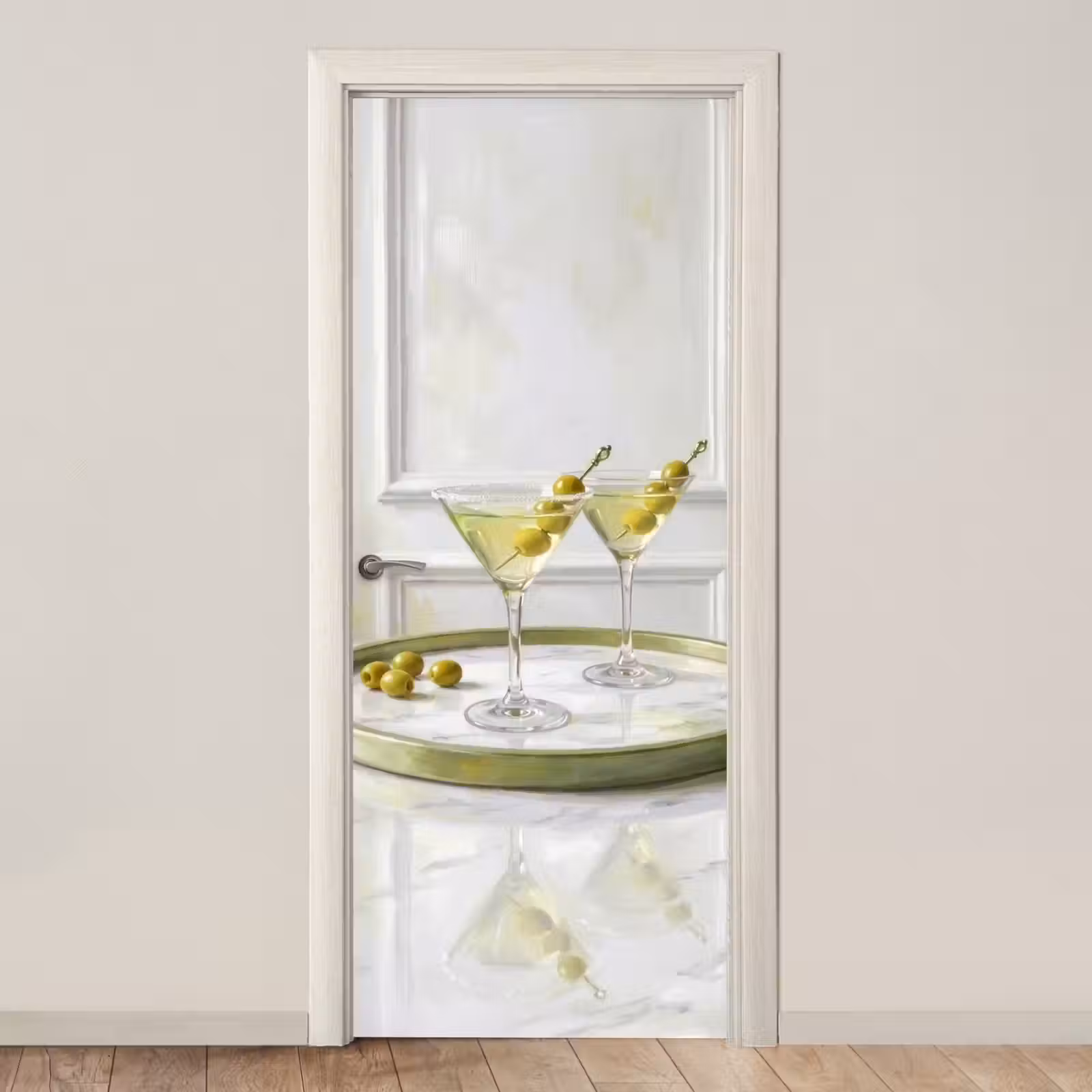 Deursticker - Drank - Martini - Olijven - Modern - Wit — 1