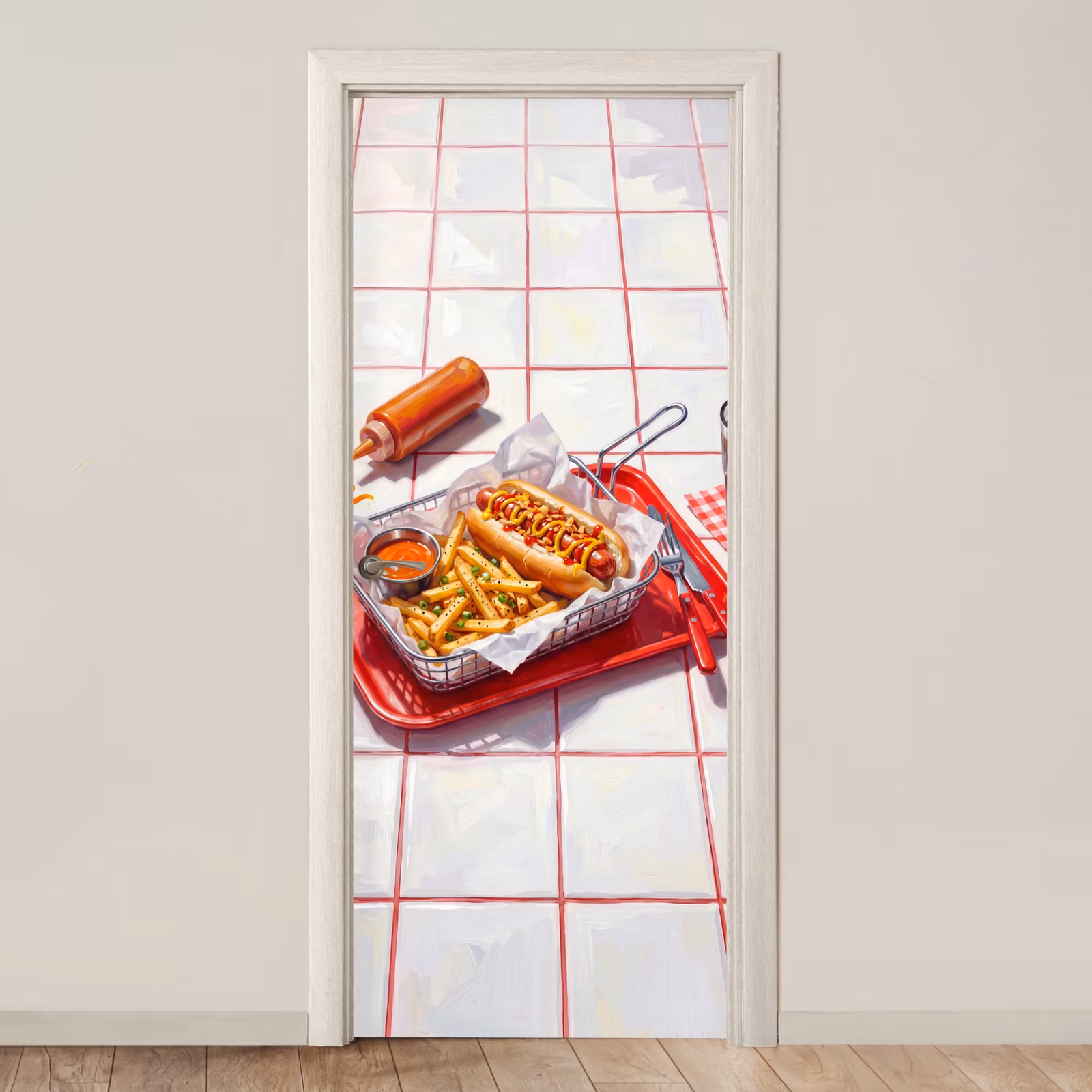 Deursticker - Eten - Hotdog - Fastfood - Modern - Rood — 1