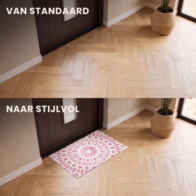 Deurmat - Abstract - Vormen - Patroon - Aquarel - Roze — 3