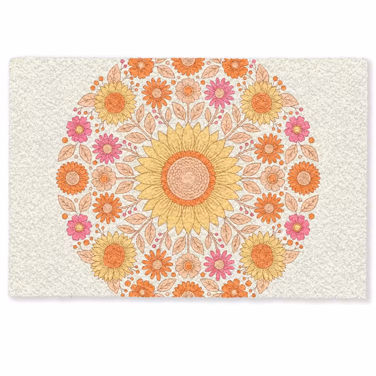 Deurmat - Bloemen - Mandala - Patroon - Kleurrijk — 1