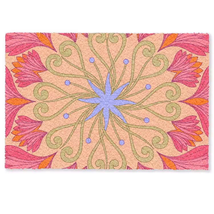 Deurmat - Bloemen - Patroon - Abstract - Roze - Decoratief — 1