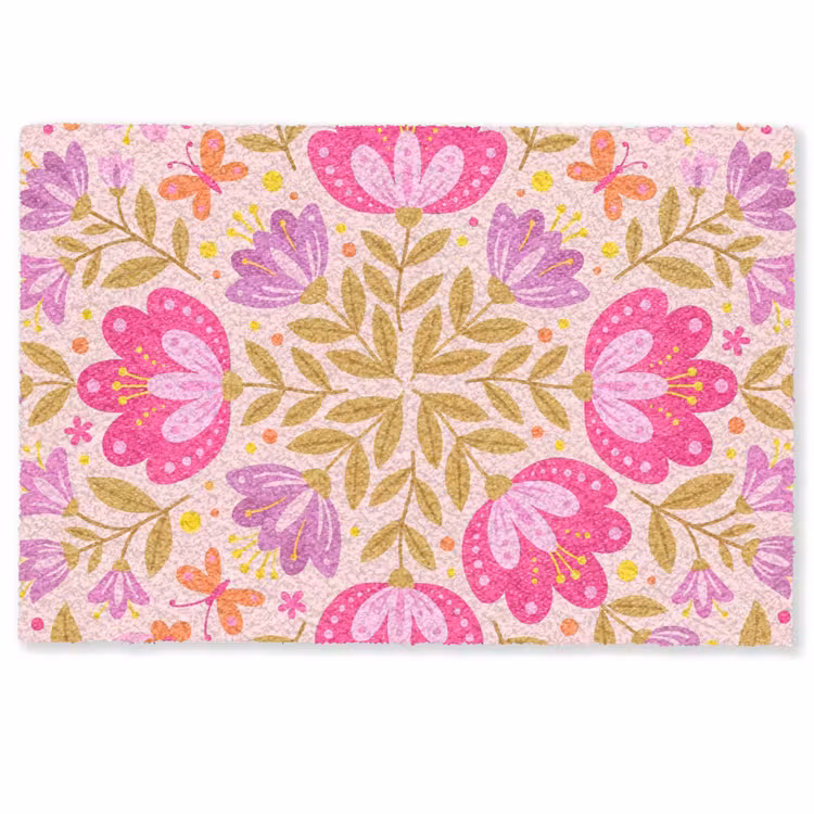 Deurmat - Bloemen - Patroon - Natuur - Abstract - Roze — 1