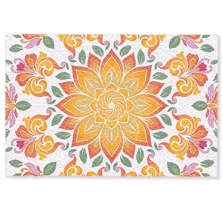 Deurmat - Mandala - Bloemen - Decoratie - Kleurrijk - Abstract — 1
