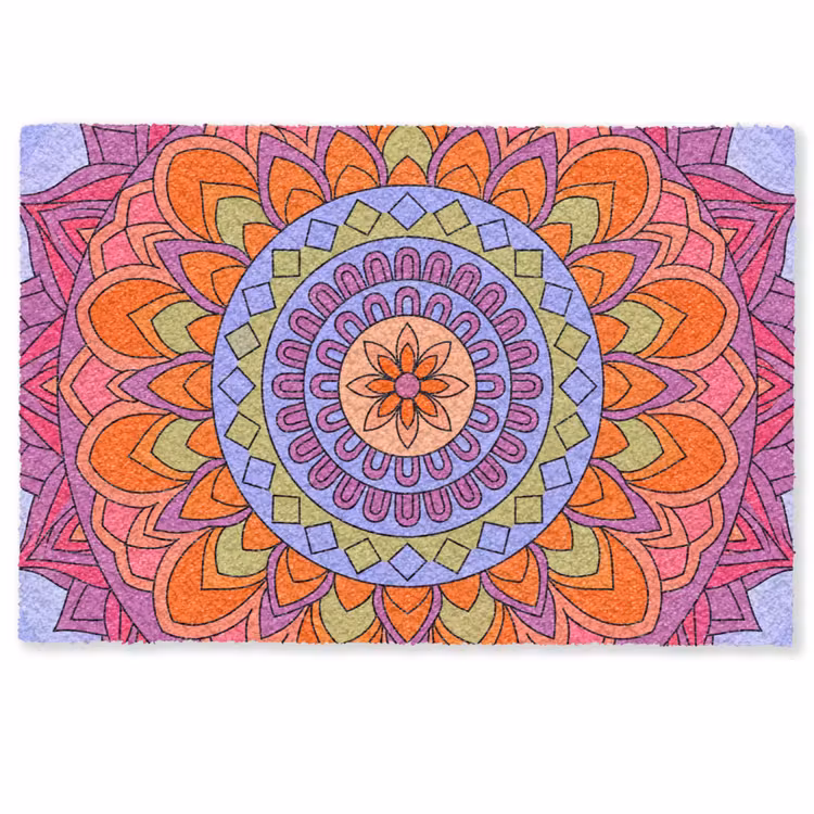 Deurmat - Mandala - Cirkel - Abstract - Kleurrijk - Patroon — 1