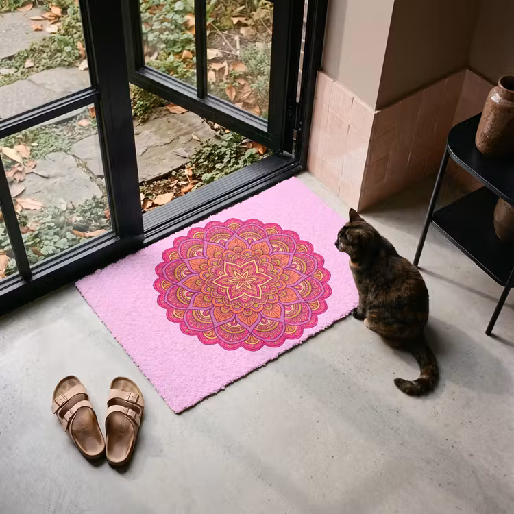 Deurmat - Mandala - Cirkel - Spiritueel - Oosters - Roze — 2